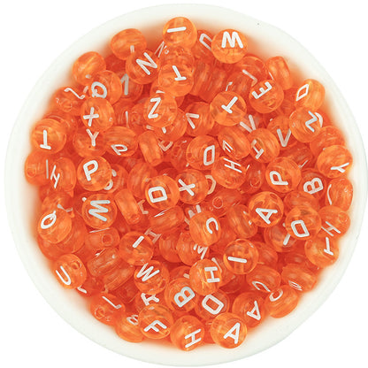 Acrylic Colorful English Alphabet Beads Transparent Candy Color Oblate Loose Beads