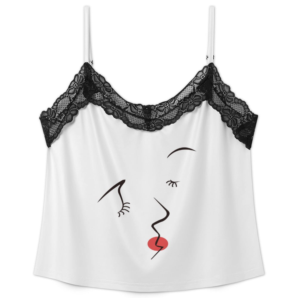 Lace-trimmed camisole and shorts pajama set