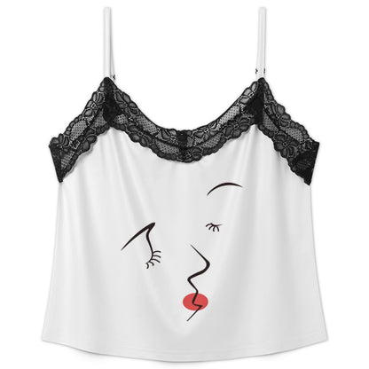Lace-trimmed camisole and shorts pajama set