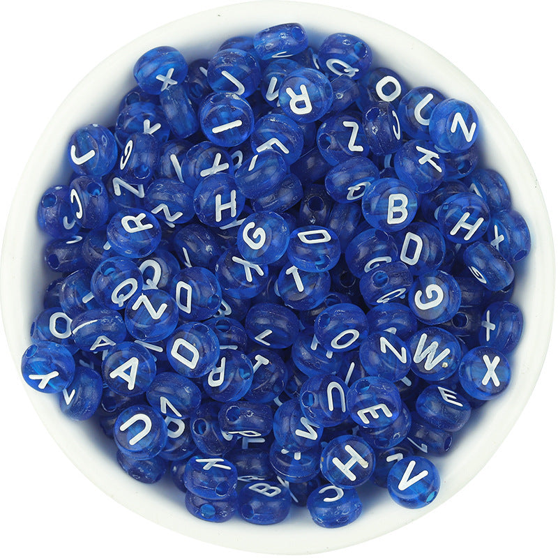 Acrylic Colorful English Alphabet Beads Transparent Candy Color Oblate Loose Beads