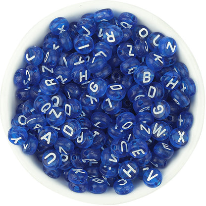 Acrylic Colorful English Alphabet Beads Transparent Candy Color Oblate Loose Beads