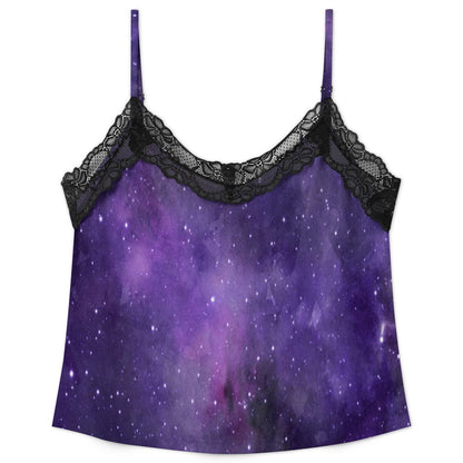 Lace-trimmed camisole and shorts pajama set