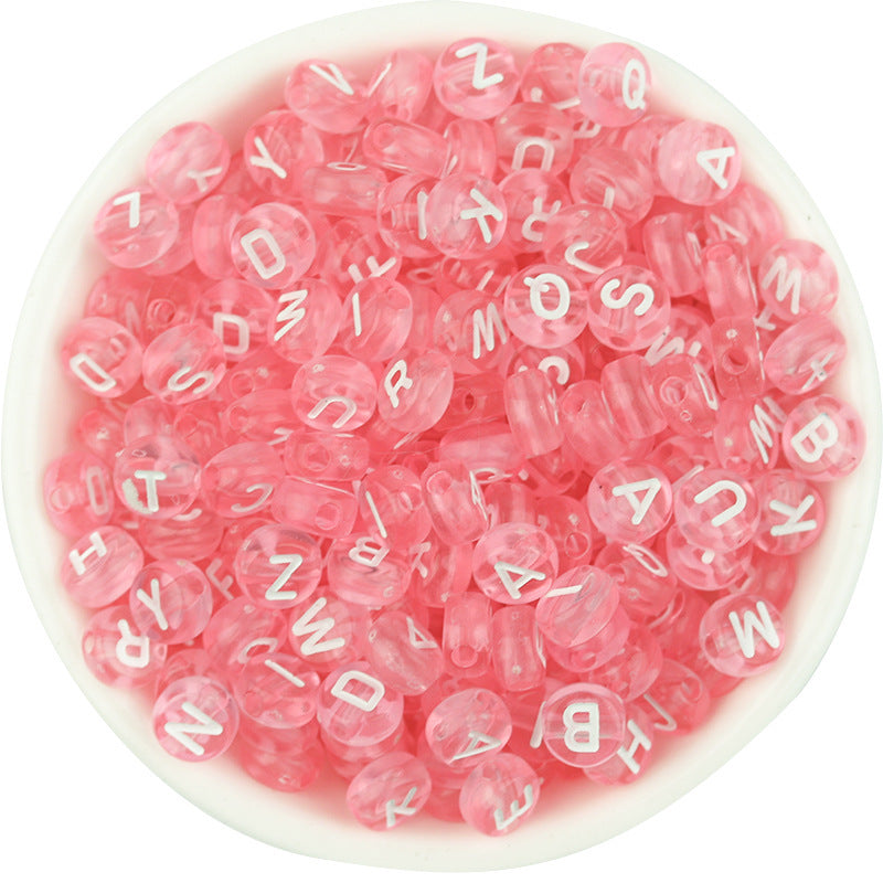 Acrylic Colorful English Alphabet Beads Transparent Candy Color Oblate Loose Beads