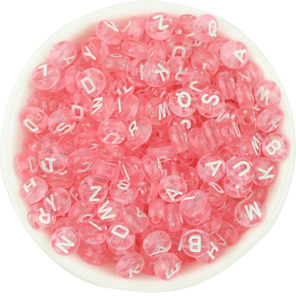 Acrylic Colorful English Alphabet Beads Transparent Candy Color Oblate Loose Beads