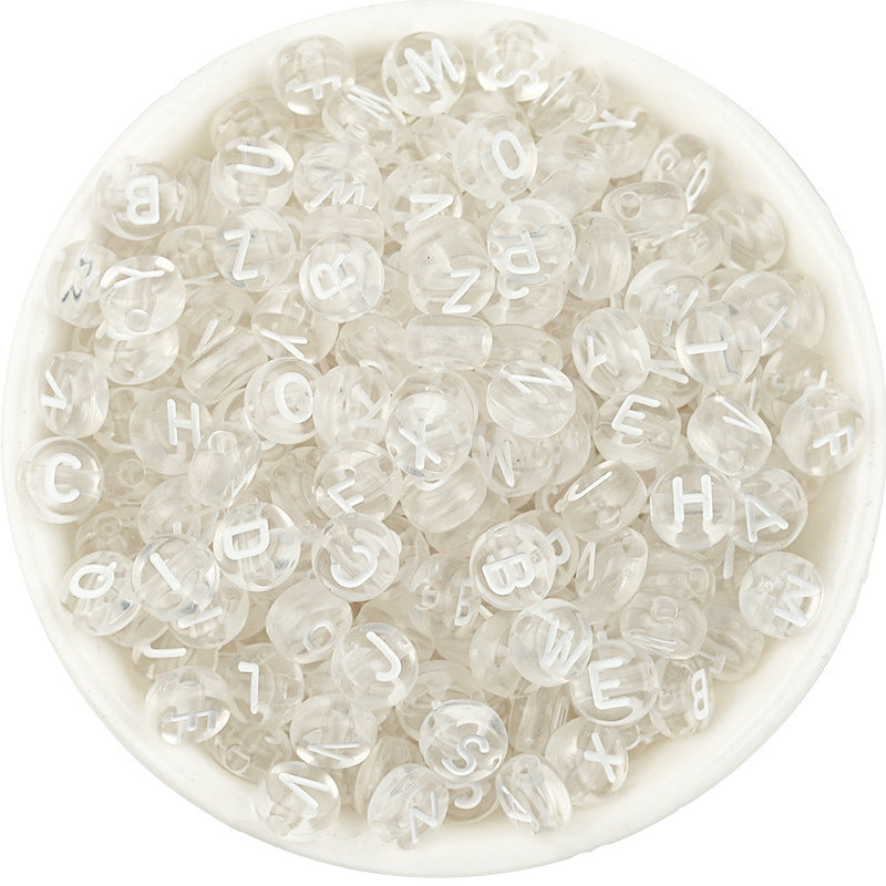 Acrylic Colorful English Alphabet Beads Transparent Candy Color Oblate Loose Beads