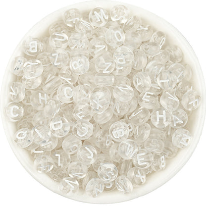 Acrylic Colorful English Alphabet Beads Transparent Candy Color Oblate Loose Beads