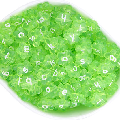 Acrylic Colorful English Alphabet Beads Transparent Candy Color Oblate Loose Beads